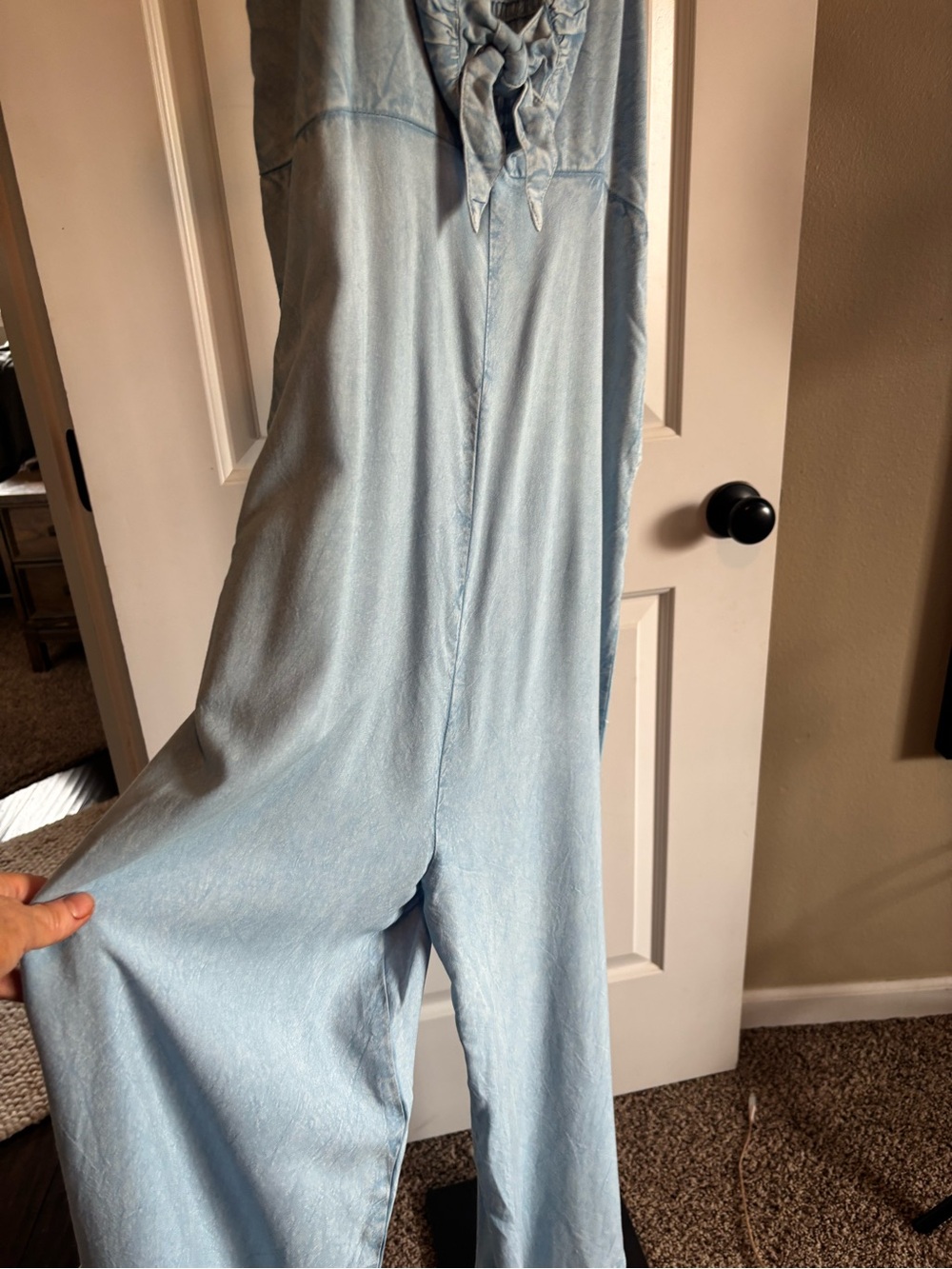 Sky Blue Spaghetti-Strap Wide Leg Jumpsuit